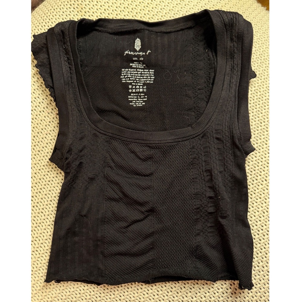 Free People Movement Free-to-Be Tank Top Black Seamless Ribbed Square Neck S/M